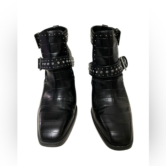 Zara Studded Animal Print Cut-out Ankle Boots Black Size 39 (8 US) - Picture 3 of 7